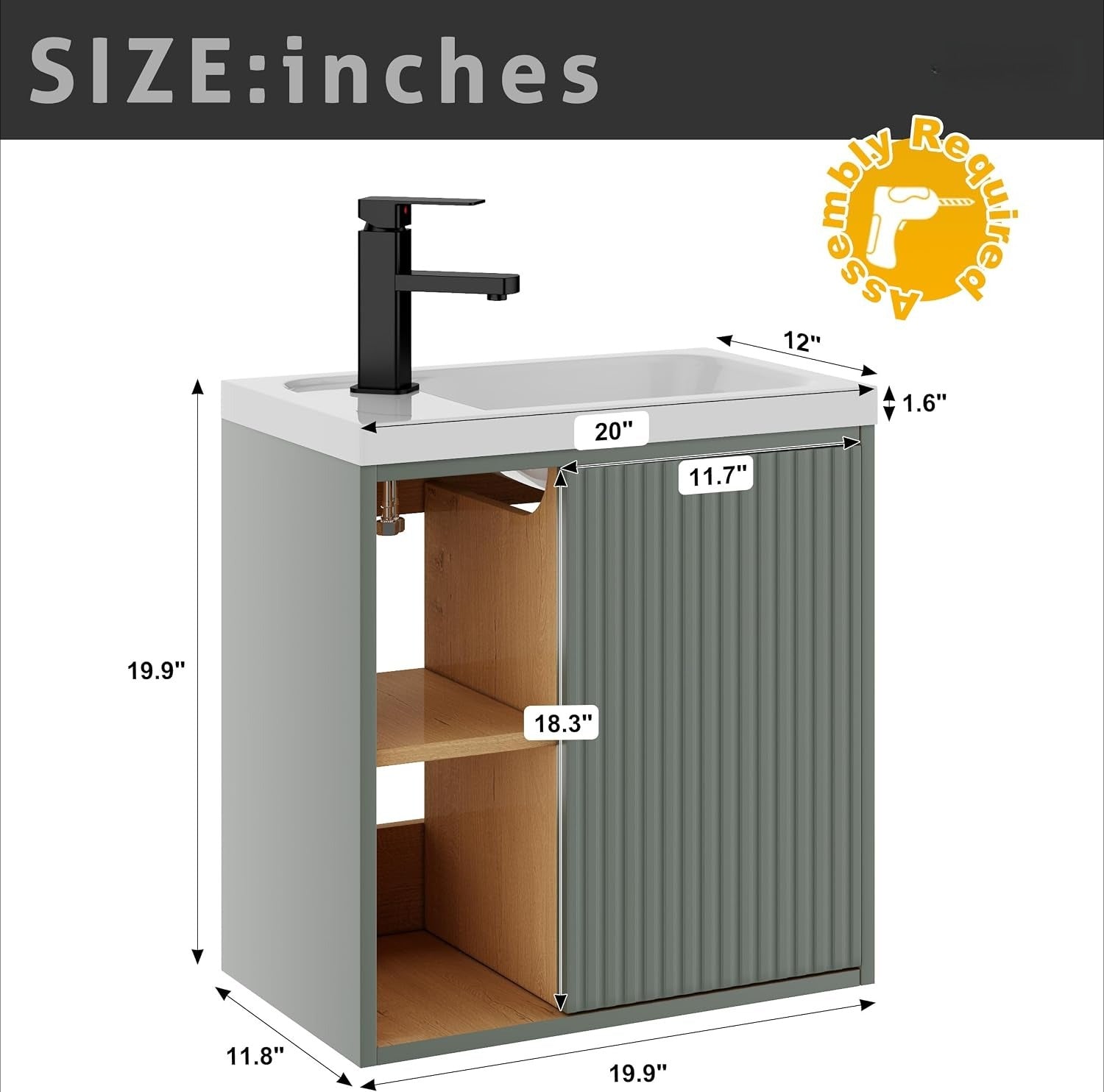 20" Floating Bathroom Vanity Sink Combo