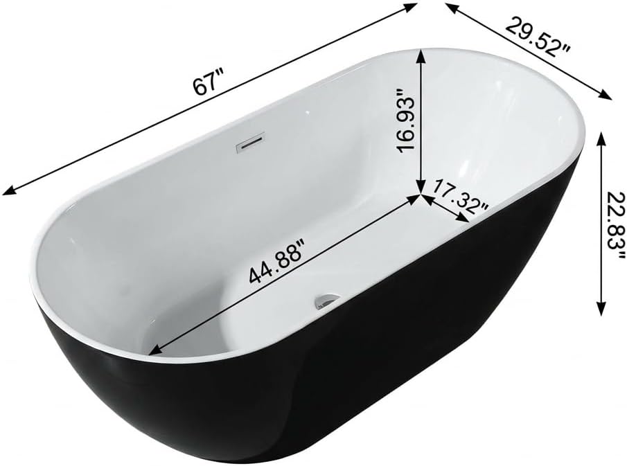 67 Inch Freestanding Bathtub