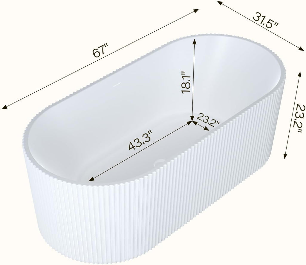 67" Freestanding Soaking Bathtub