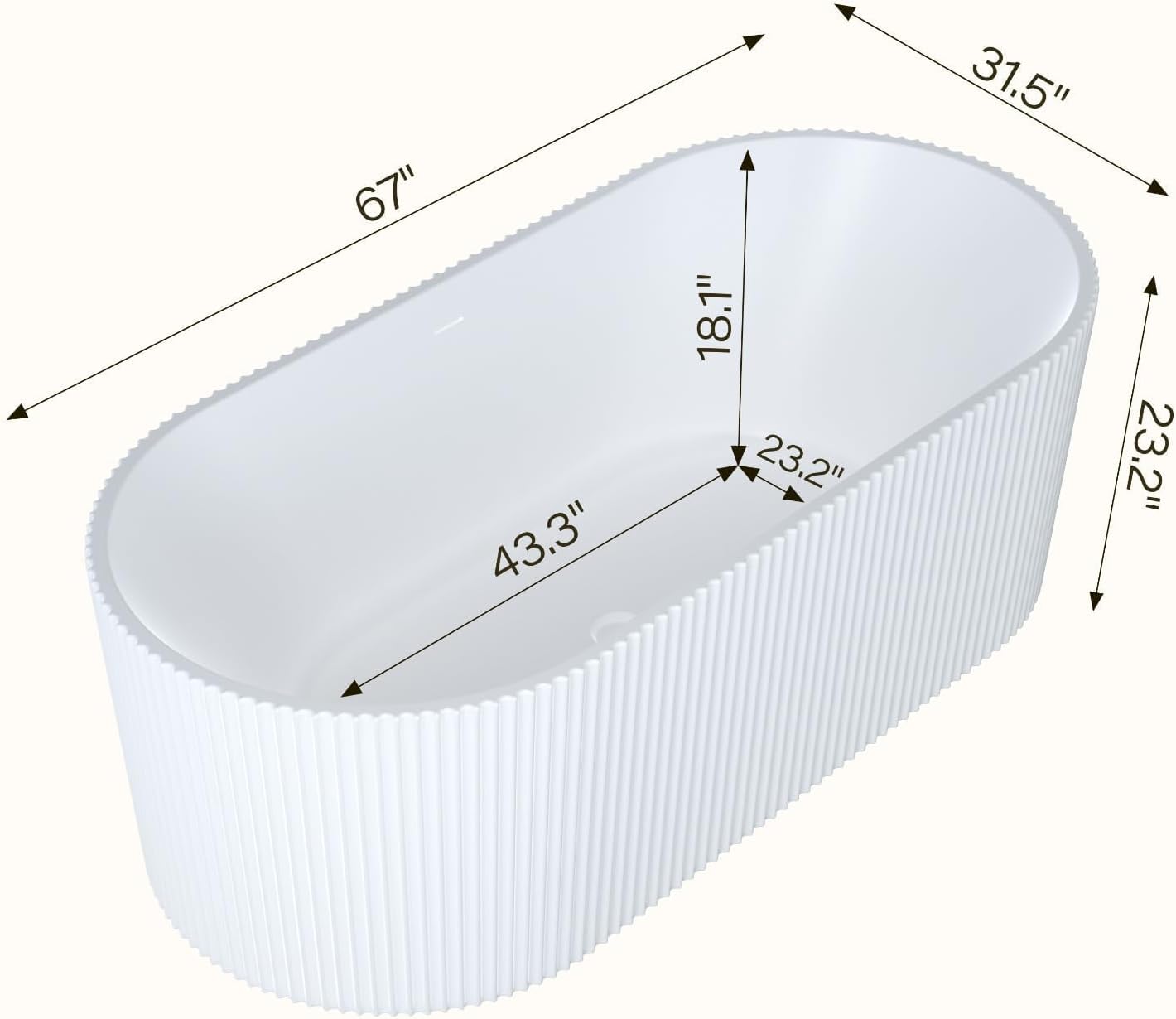 67" Freestanding Soaking Bathtub