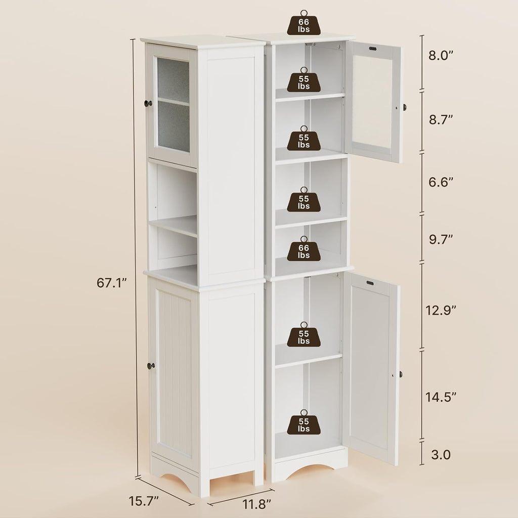67.1" Tall Bathroom Storage Cabinet