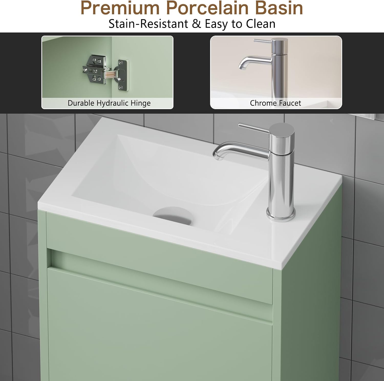 16" Floating Bathroom Vanity Sink Combo