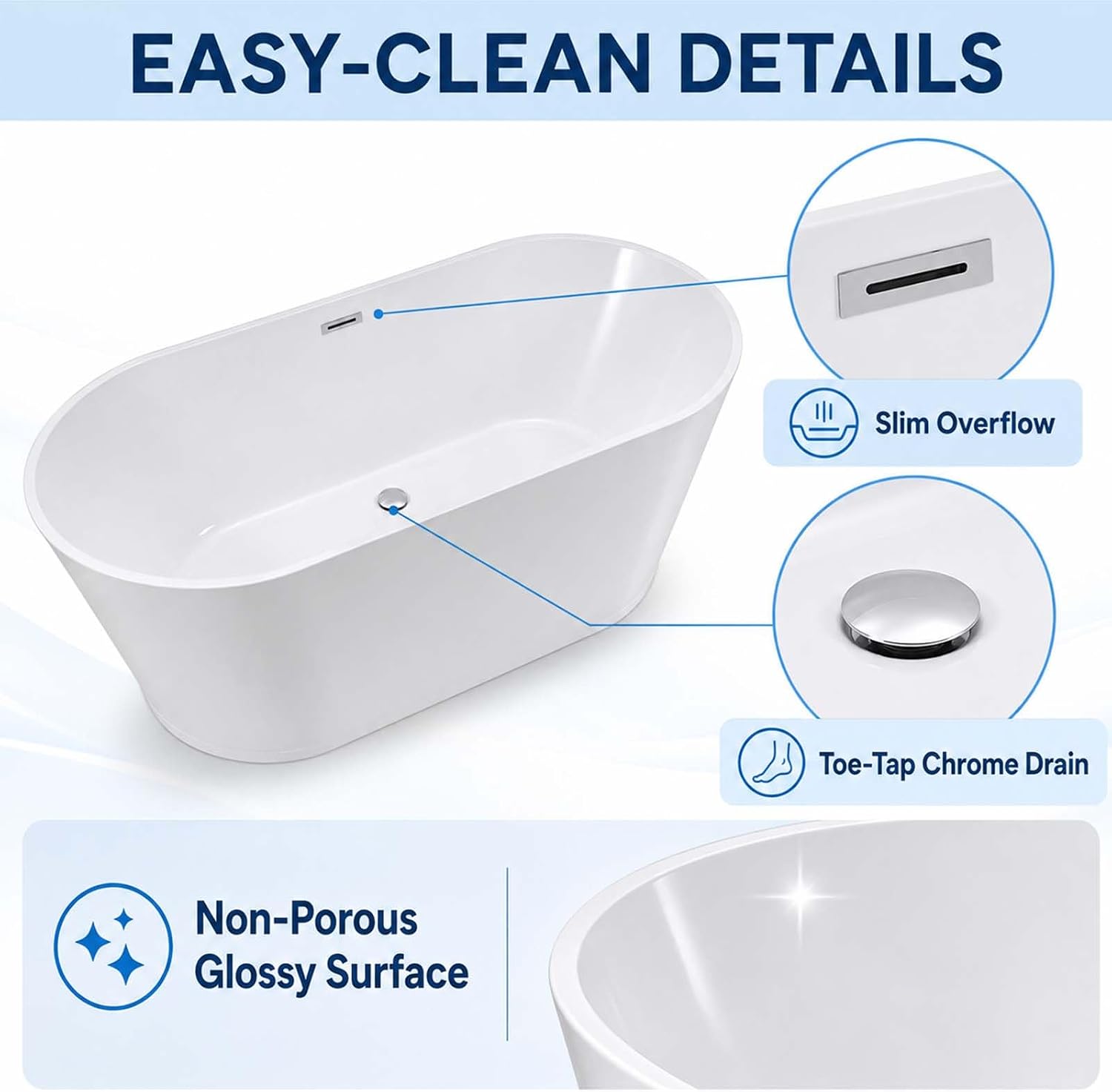 55" Oval Freestanding Tub