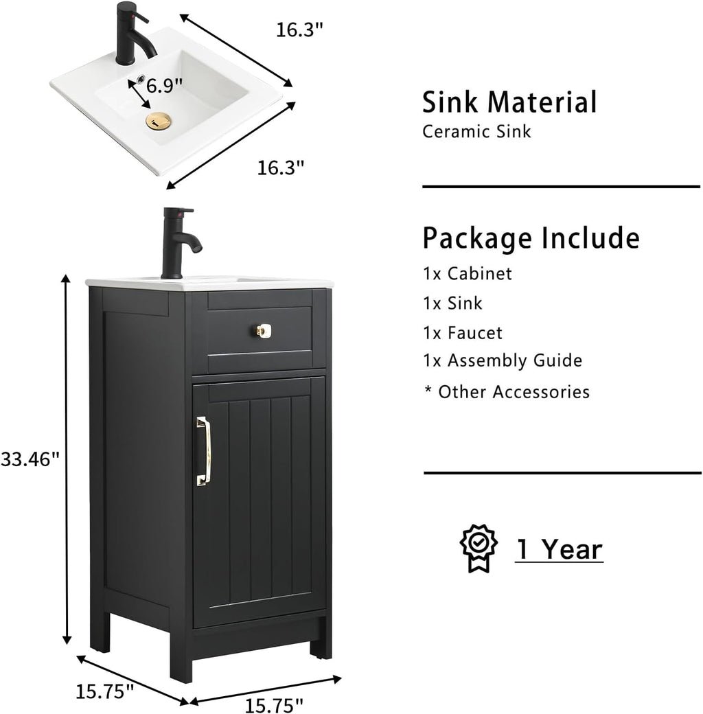 16 Inch Small Bathroom Vanity Sink Combo