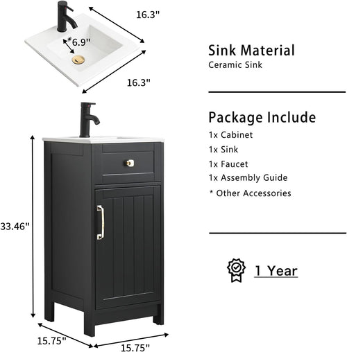 16 Inch Small Bathroom Vanity Sink Combo