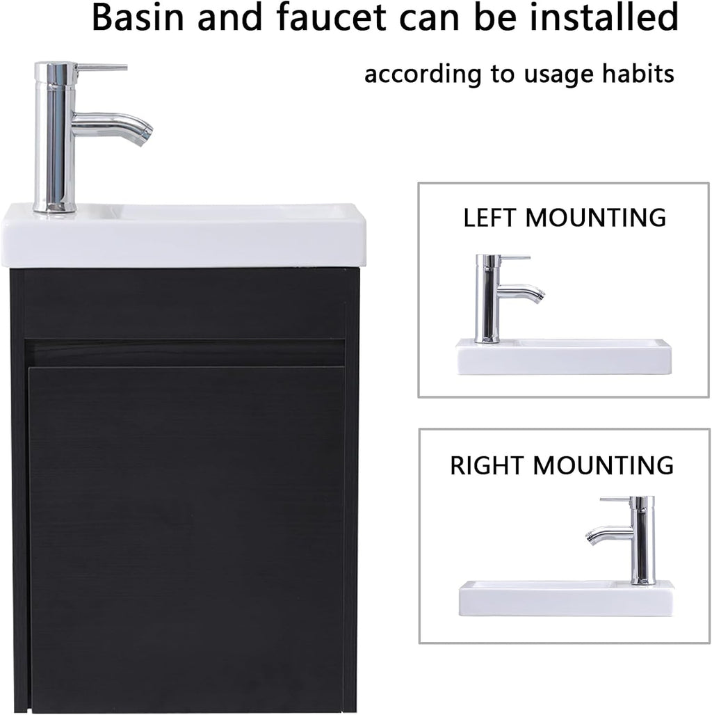 16 Inch Floating Bathroom Vanity Sink Combo