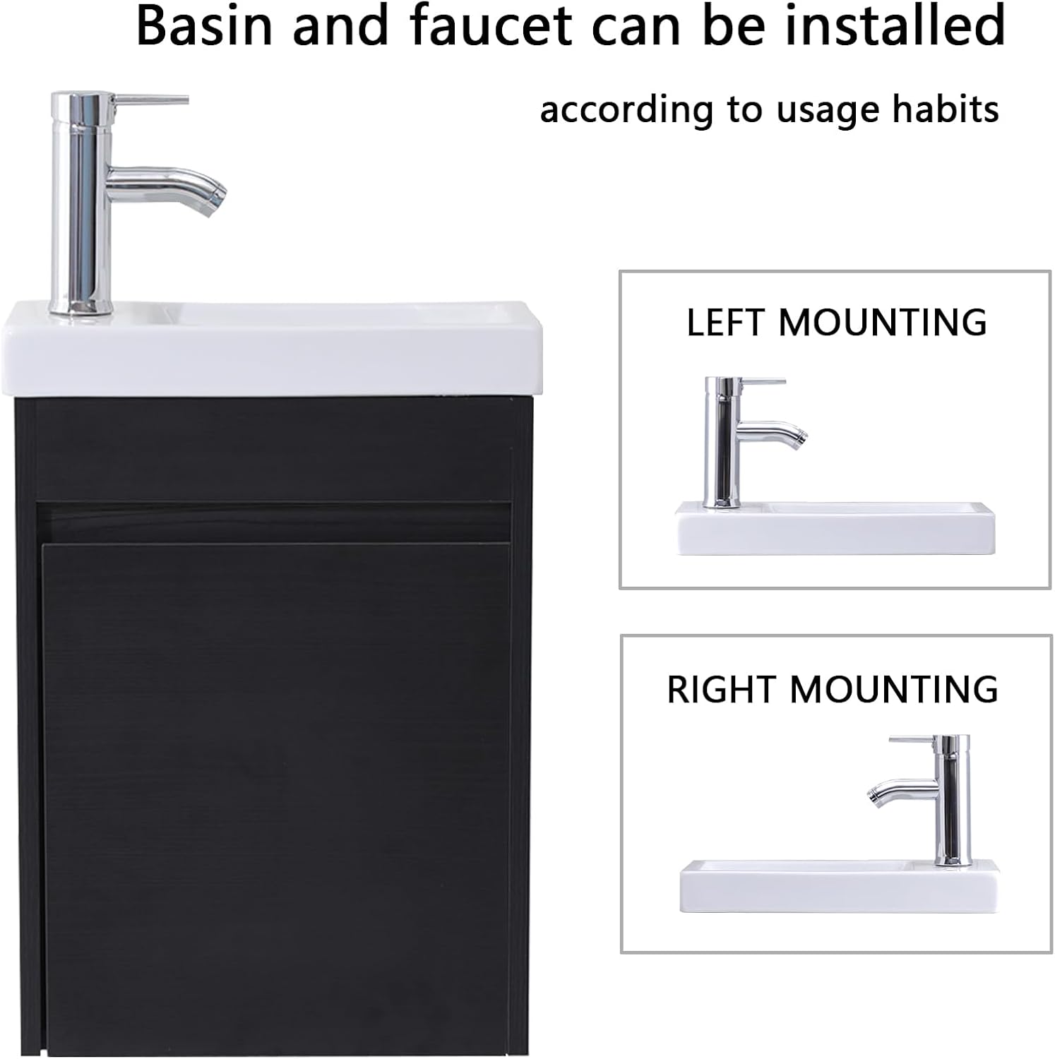 16 Inch Floating Bathroom Vanity Sink Combo