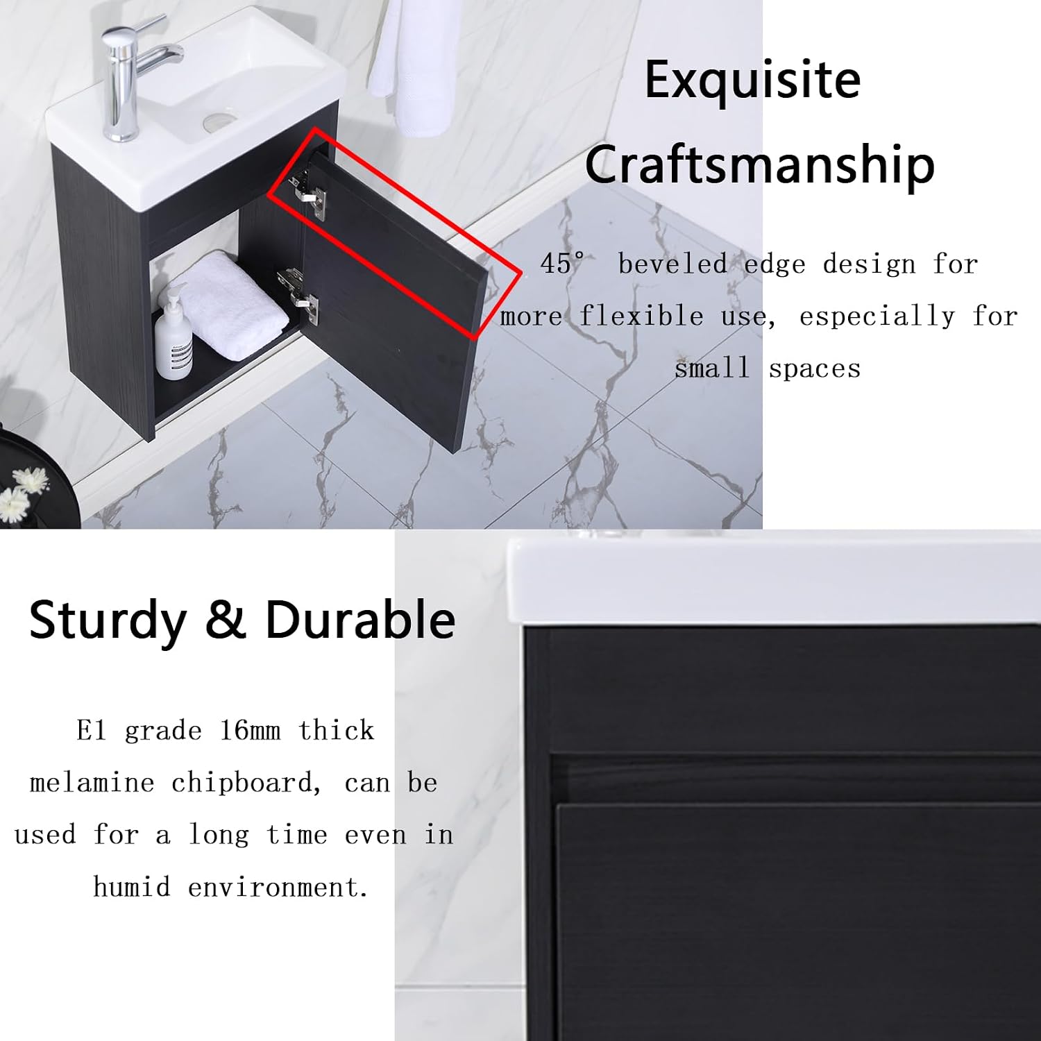 16 Inch Floating Bathroom Vanity Sink Combo