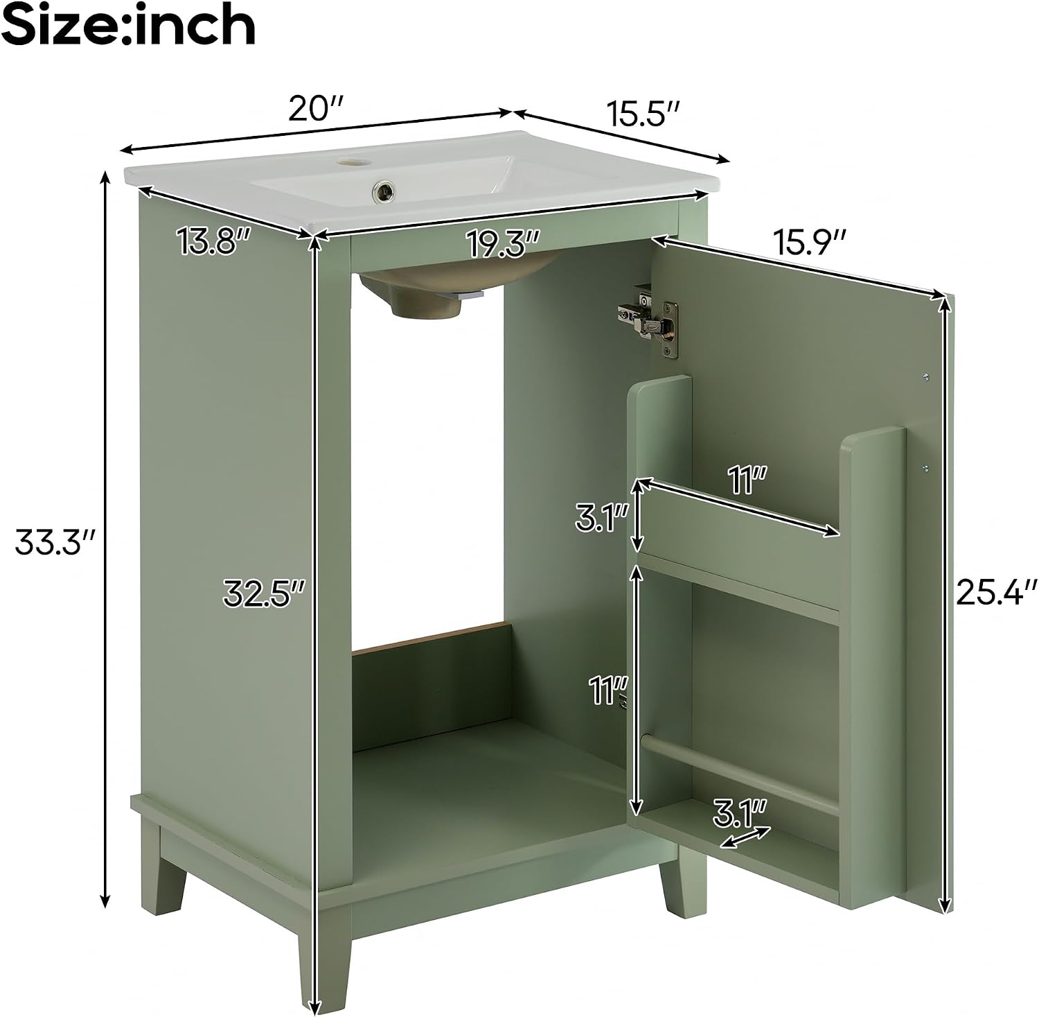 20" Bathroom Vanity with Sink Combo