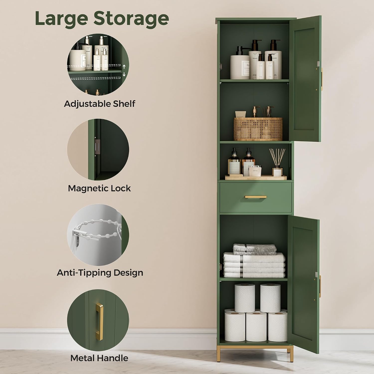 67" H Bathroom Storage Cabinet