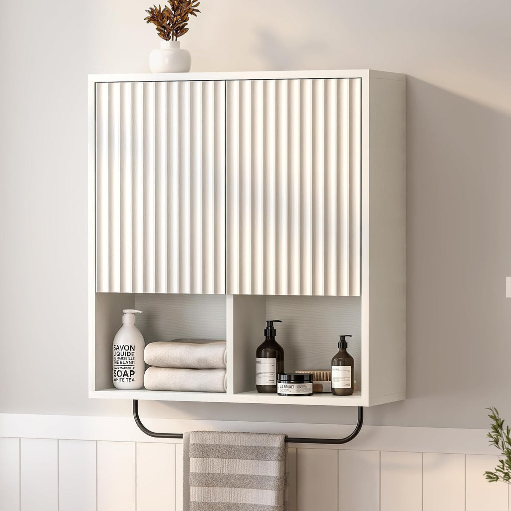 Fluted Wooden Medicine Cabinet