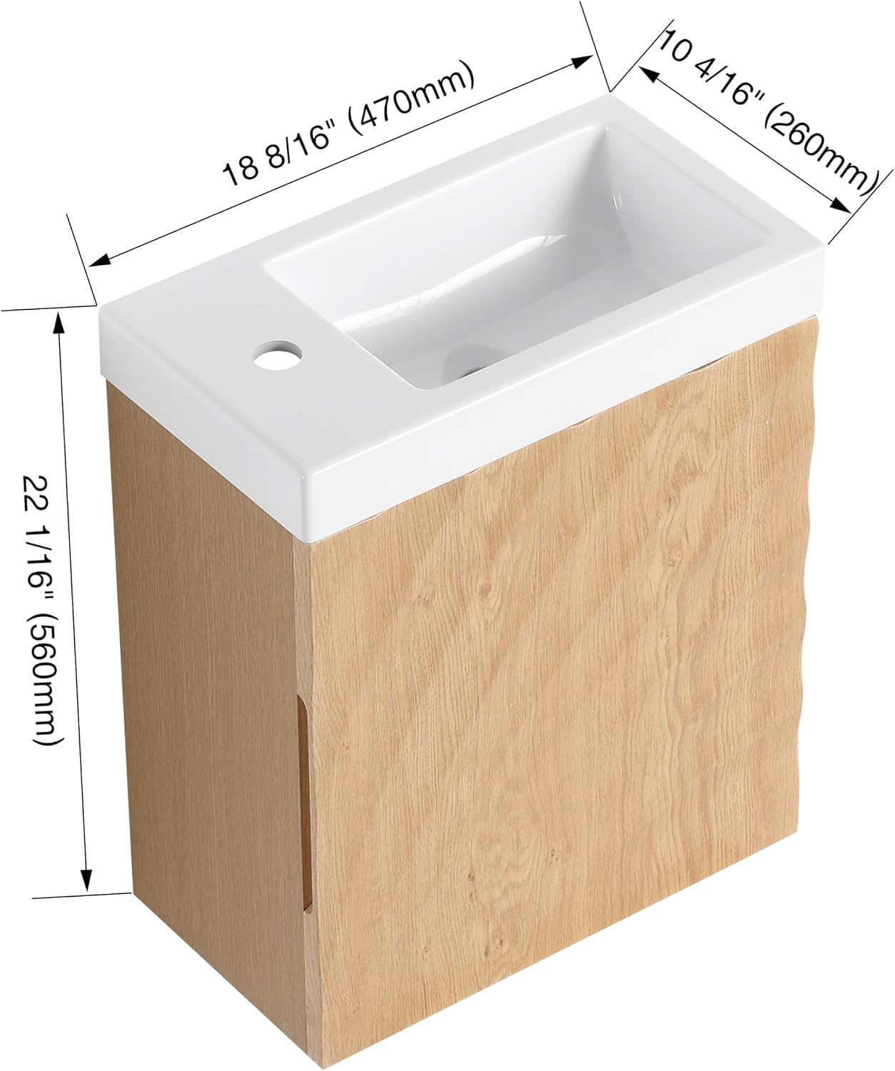 8.5" Floating Bathroom Vanity with Sink Combo
