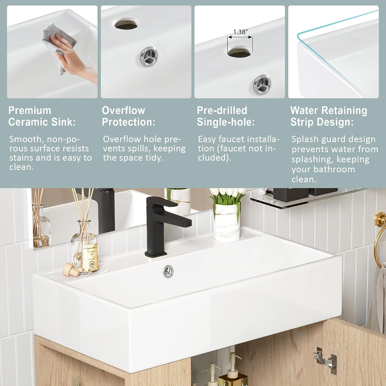 21.6" Bathroom Vanity with Sink Combo