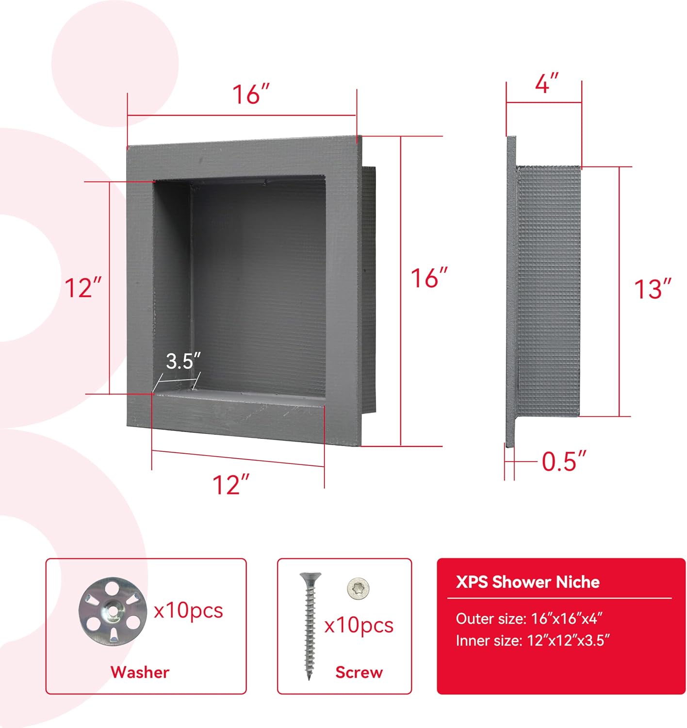 Shower Niche Insert Tile Ready 12x12