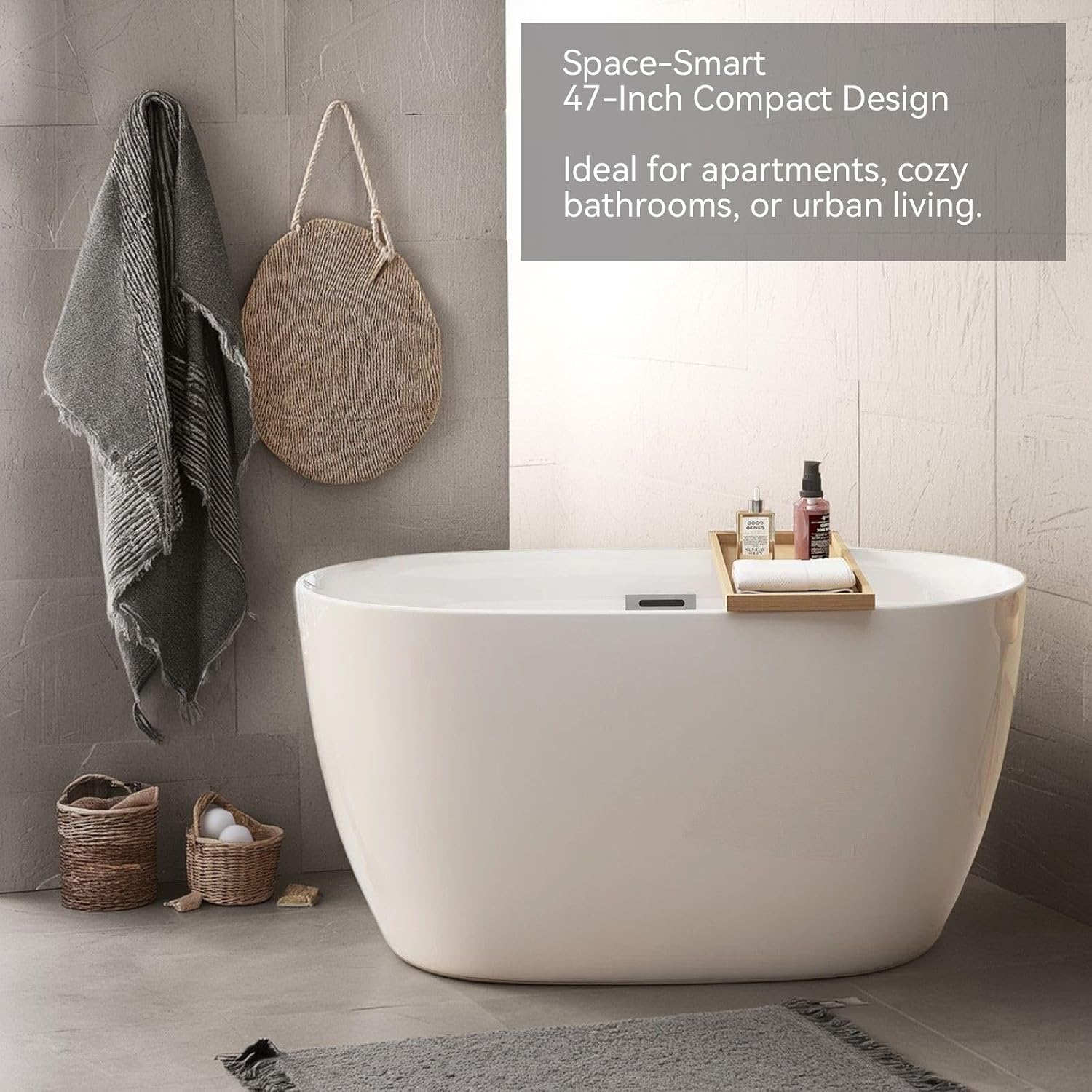 47" Oval Freestanding Bathtub
