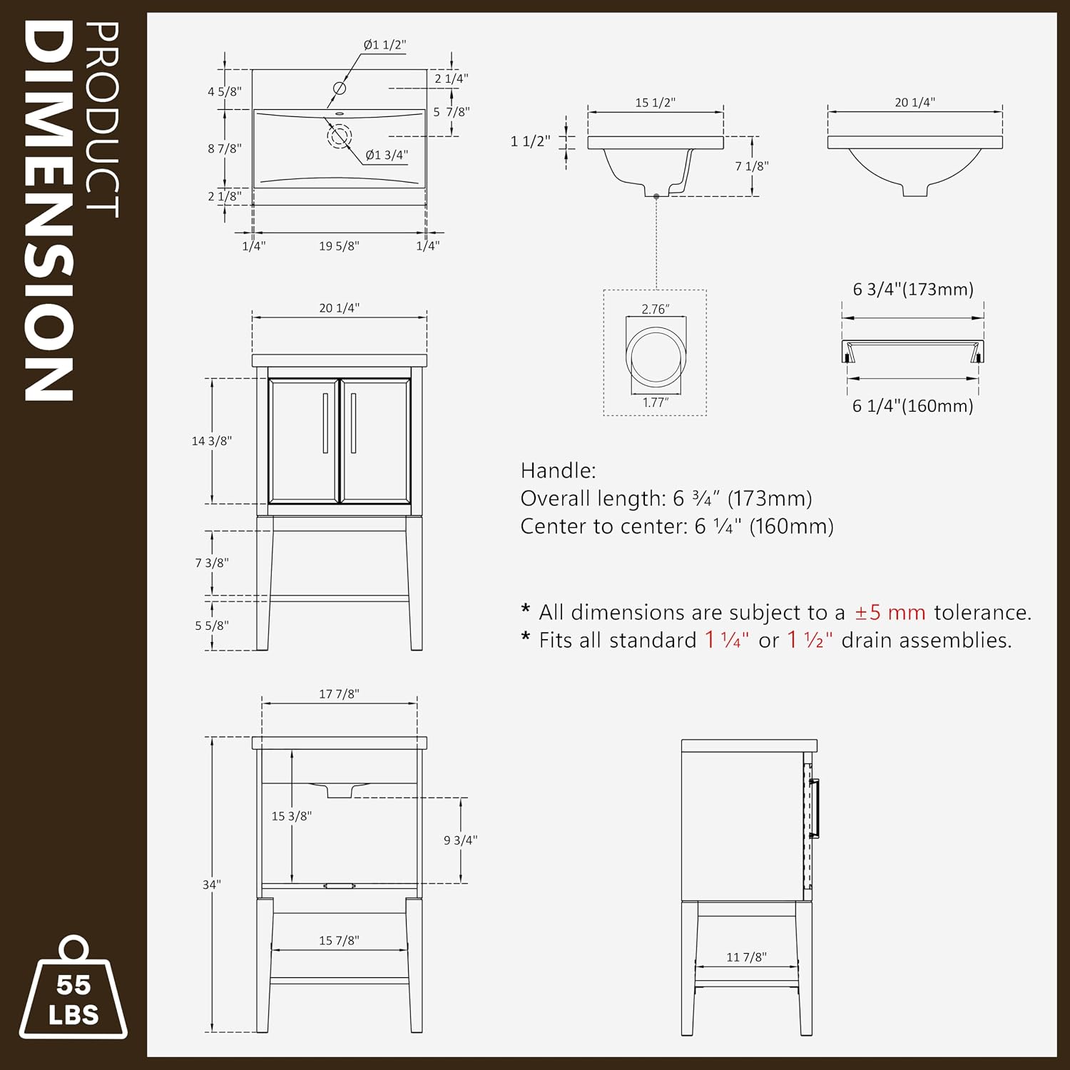 20" Small Bathroom Vanity with Sink Combo
