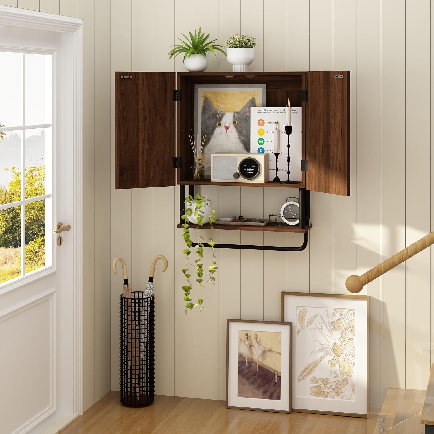 Fluted Bathroom Wall Cabinet