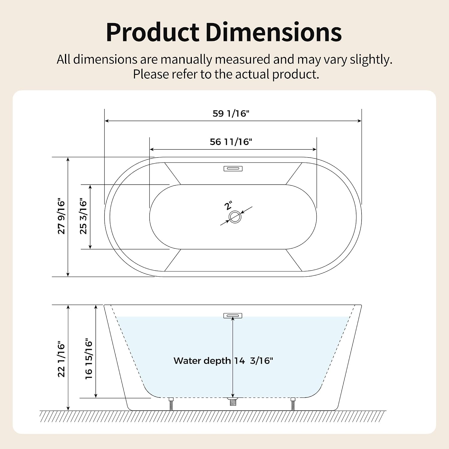 59" Freestanding Tub