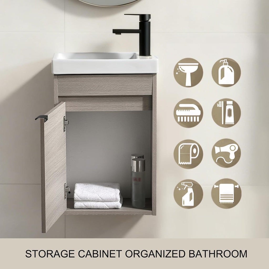 16 Inch Floating Bathroom Vanity Sink Combo