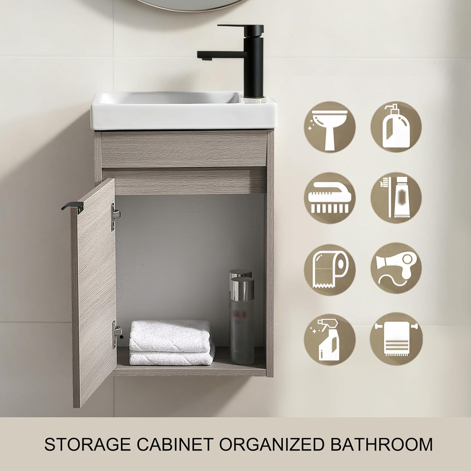 16 Inch Floating Bathroom Vanity Sink Combo