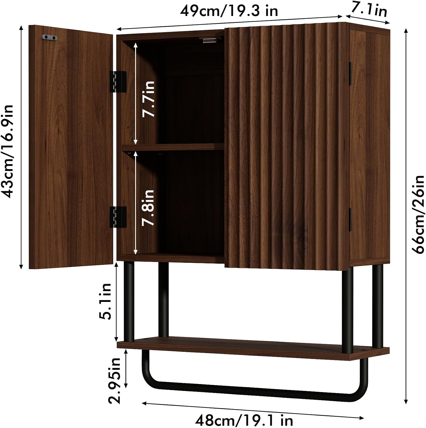 Fluted Bathroom Wall Cabinet