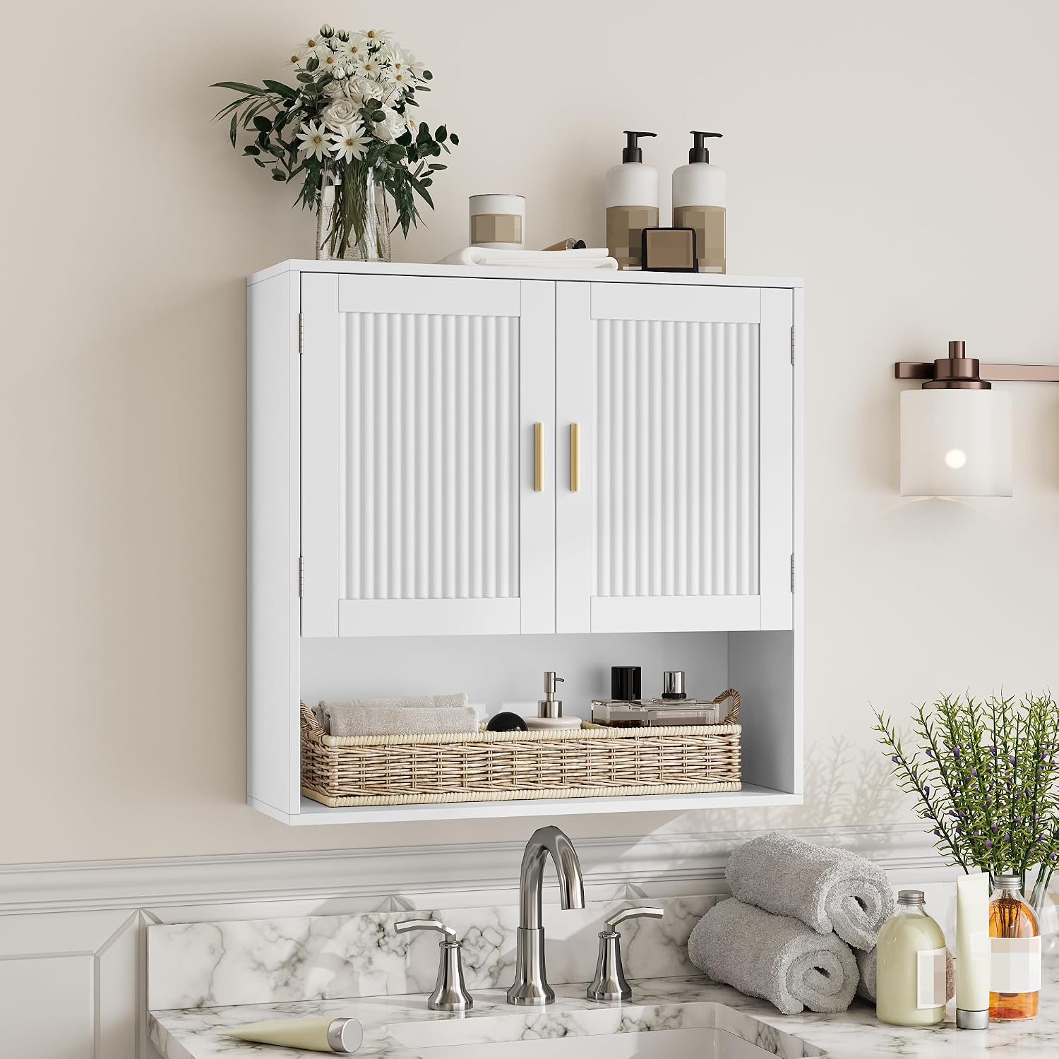 Fluted Bathroom Cabinet