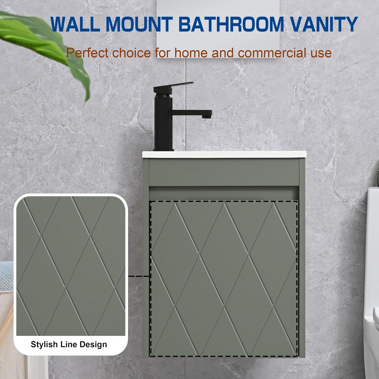 16" Floating Bathroom Vanity Sink Combo