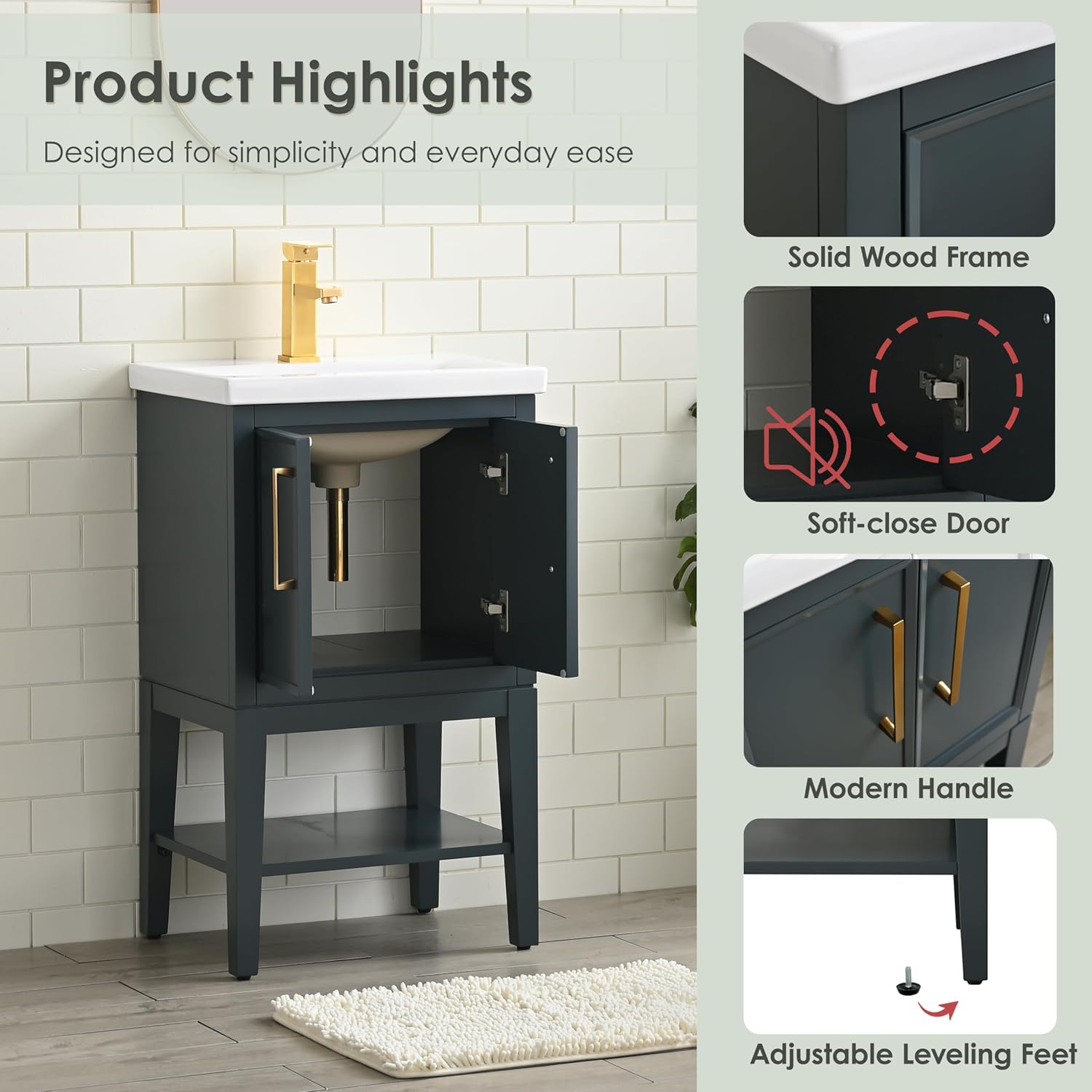 20" Small Bathroom Vanity with Sink Combo