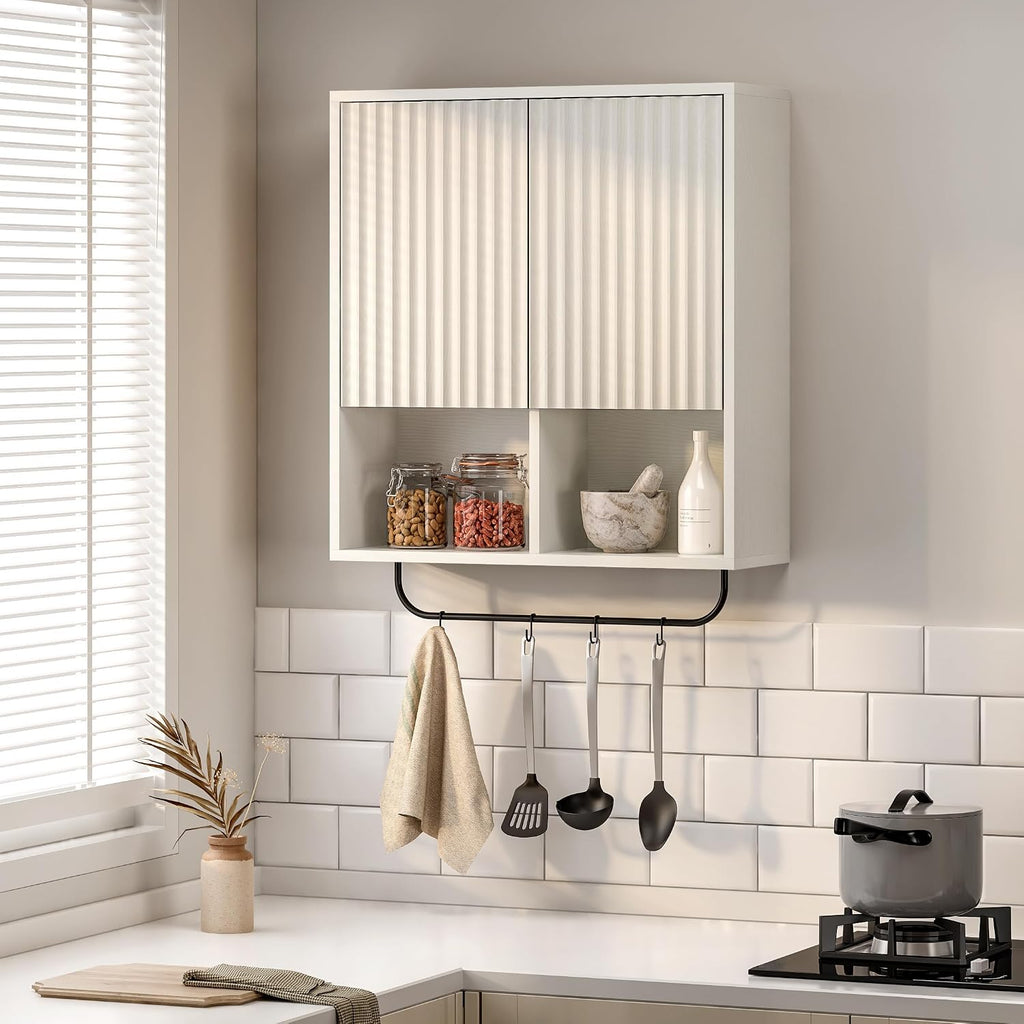Fluted Wooden Medicine Cabinet