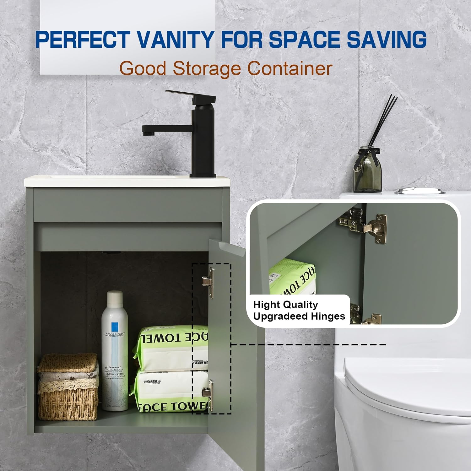 16" Floating Bathroom Vanity Sink Combo