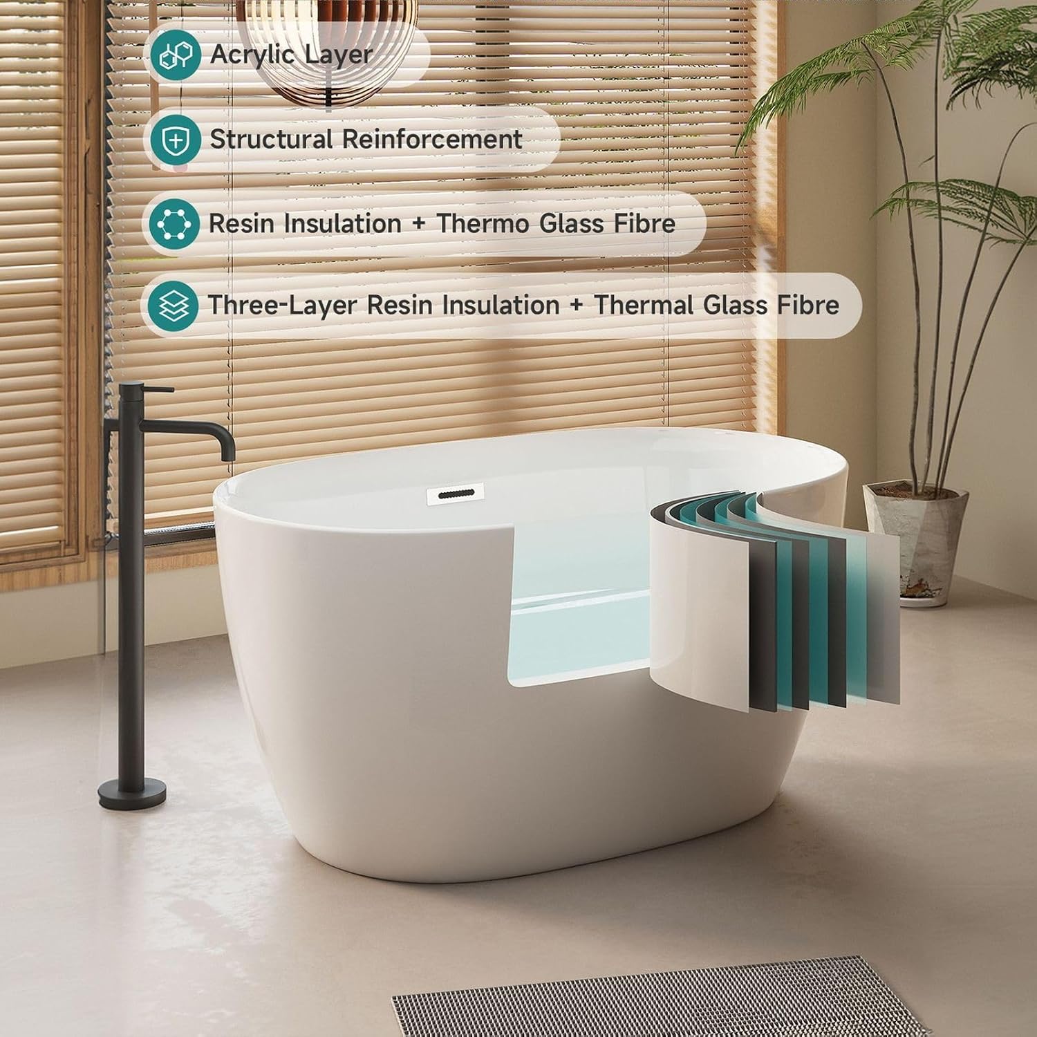 47" Oval Freestanding Bathtub