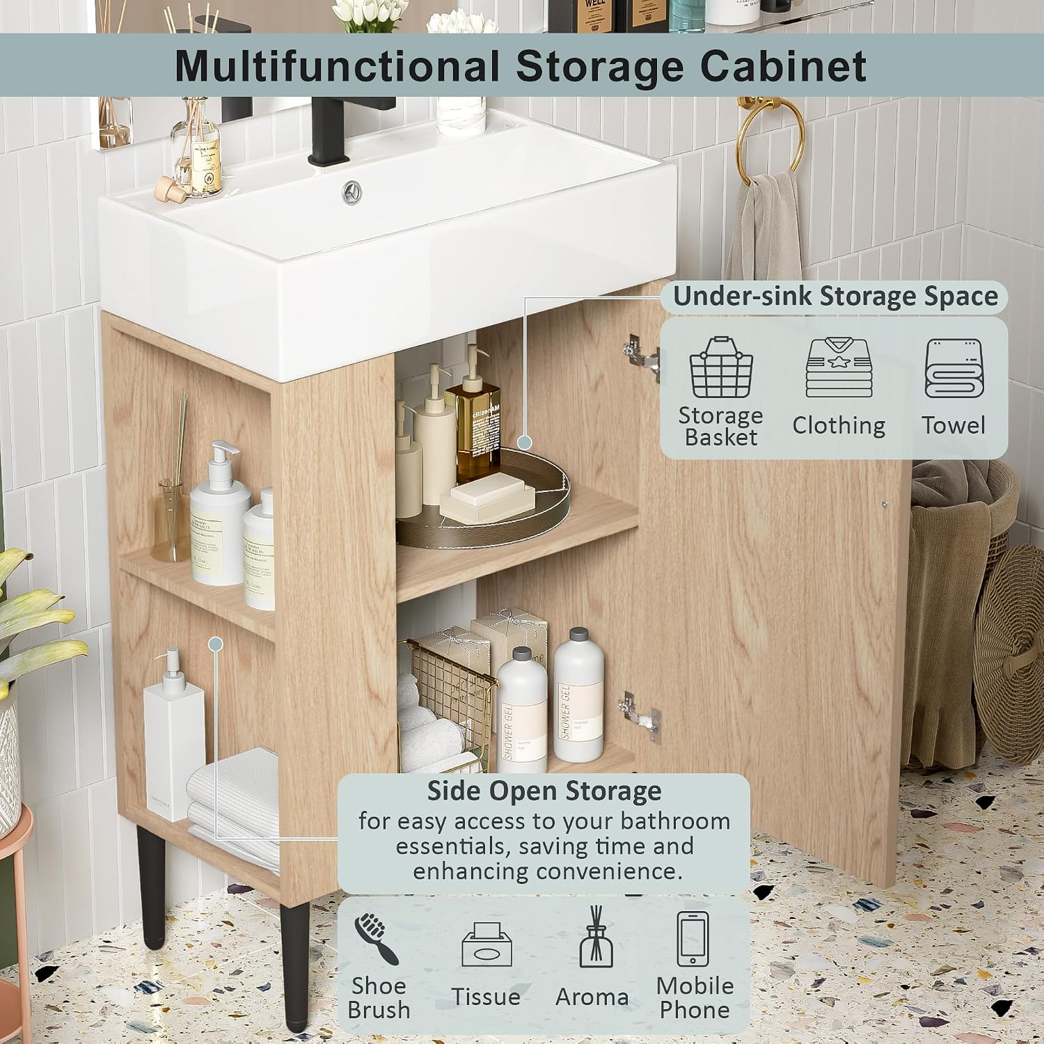 21.6" Bathroom Vanity with Sink Combo